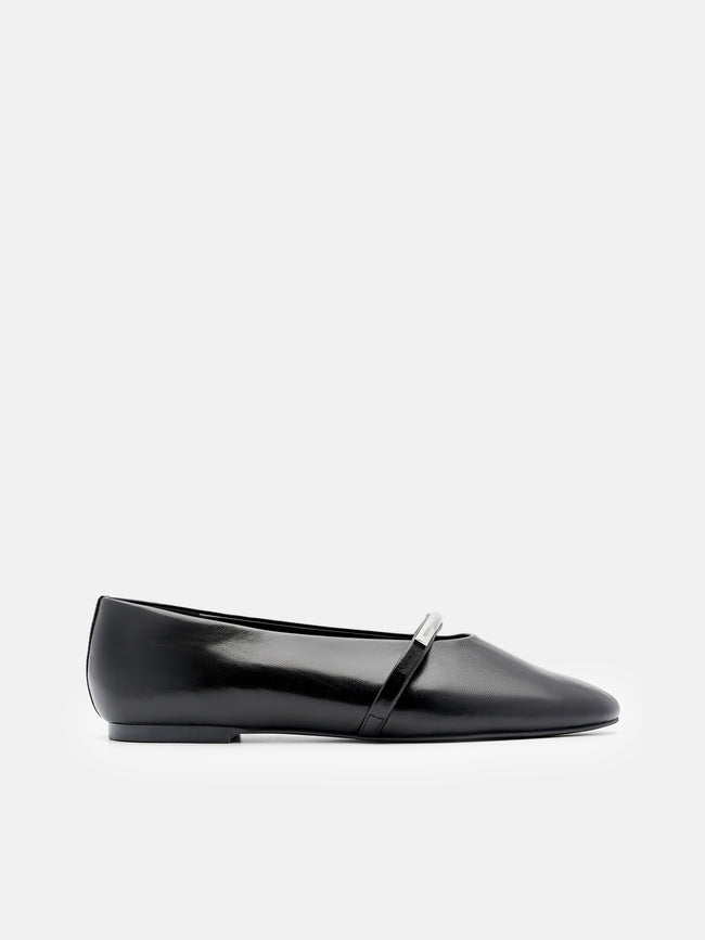 PEDRO Lia Leather Ballerina Flats- Black