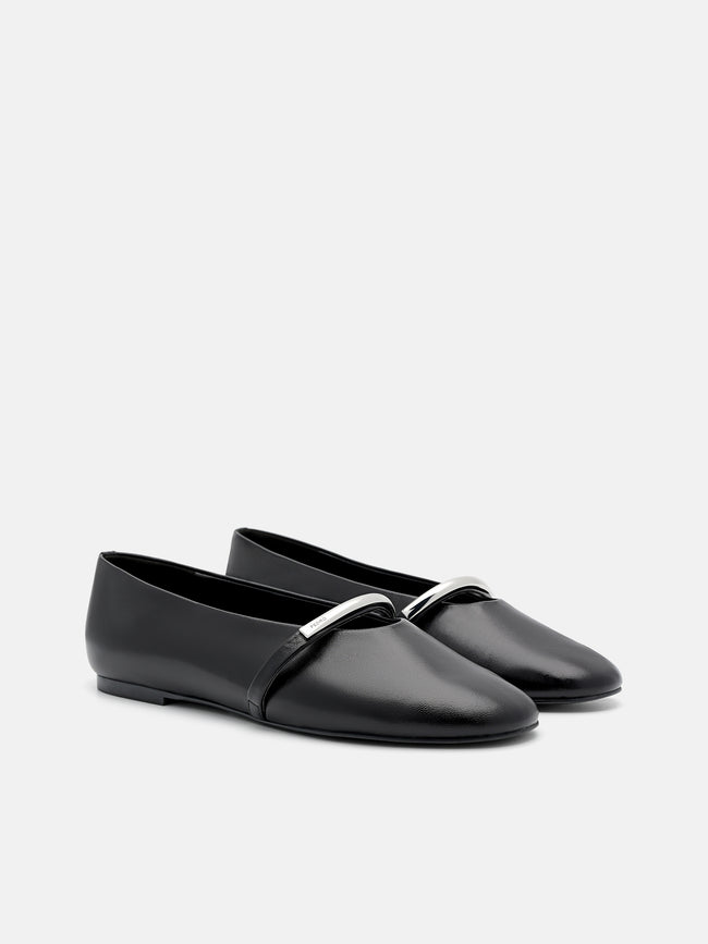 PEDRO Lia Leather Ballerina Flats- Black