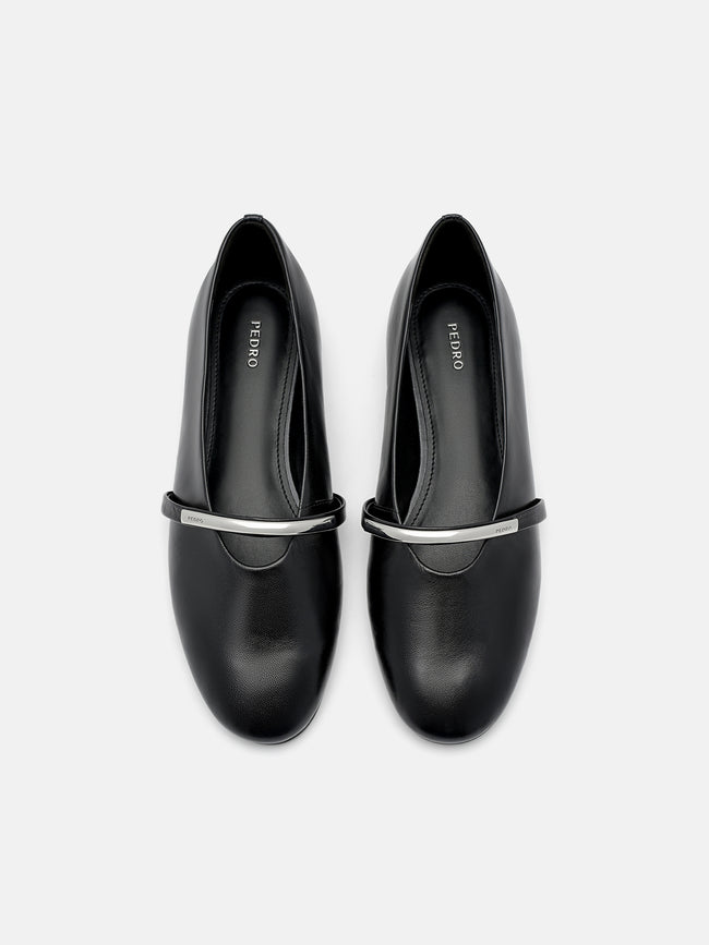 PEDRO Lia Leather Ballerina Flats- Black