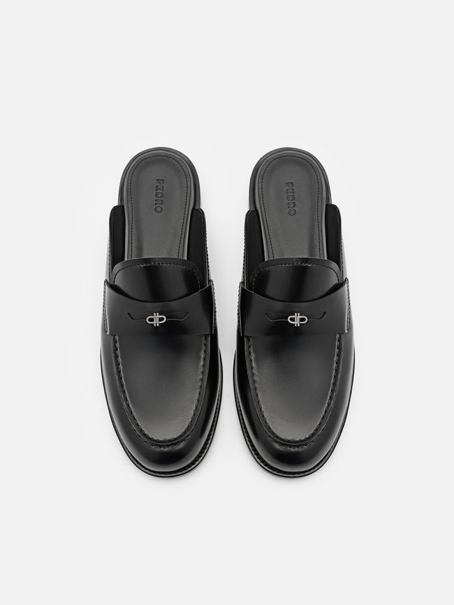 PEDRO Mackenzie Leather Mule Loafers -Black