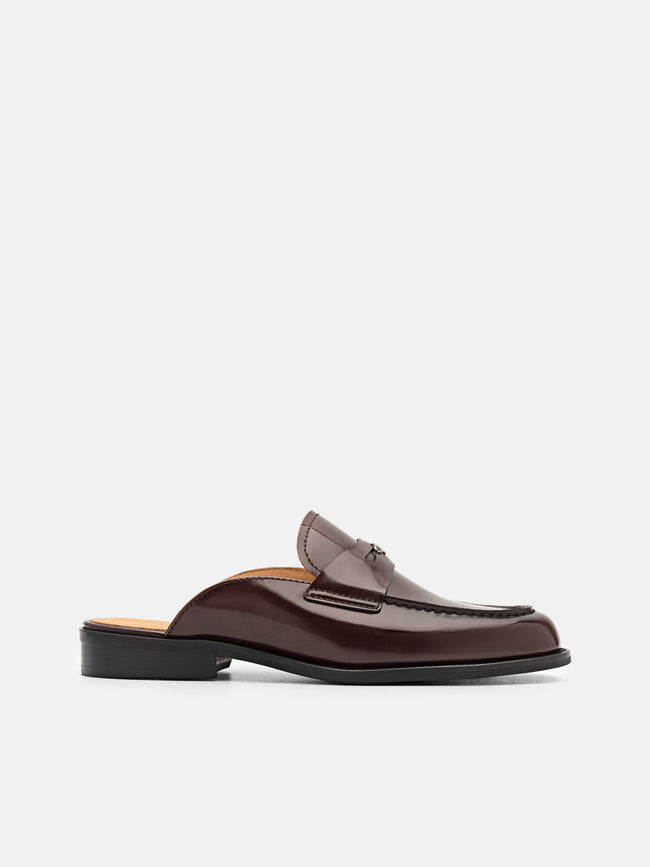 PEDRO Mackenzie Leather Mule Loafers - Dark brown