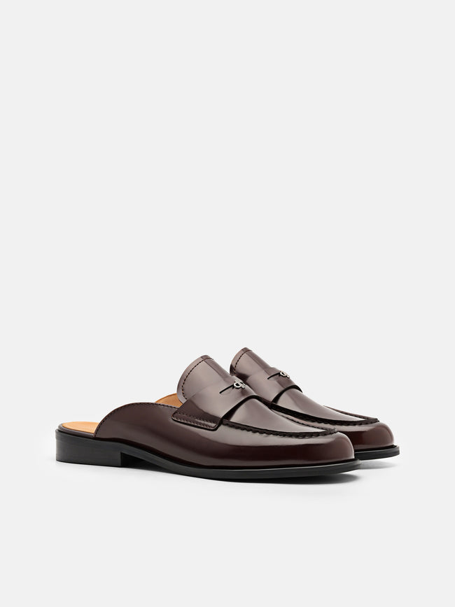 PEDRO Mackenzie Leather Mule Loafers - Dark brown