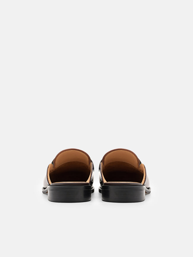 PEDRO Mackenzie Leather Mule Loafers - Dark brown