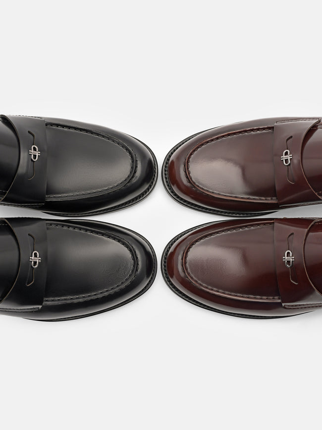 PEDRO Mackenzie Leather Mule Loafers - Dark brown