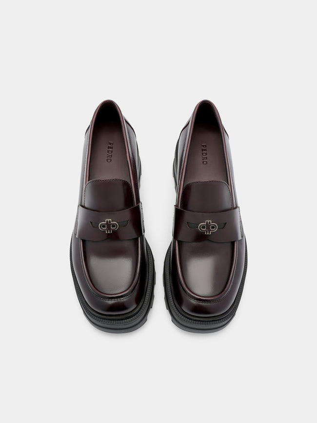 PEDRO  Leather Loafers- Wine