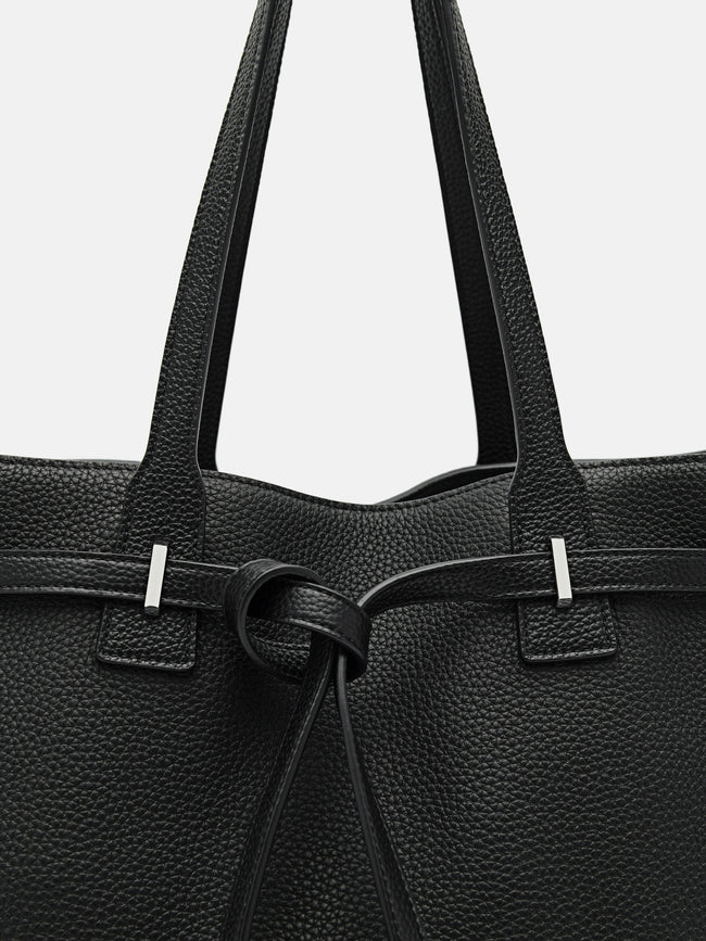 PEDRO Demi Oversized Leather Tote Bag- Black