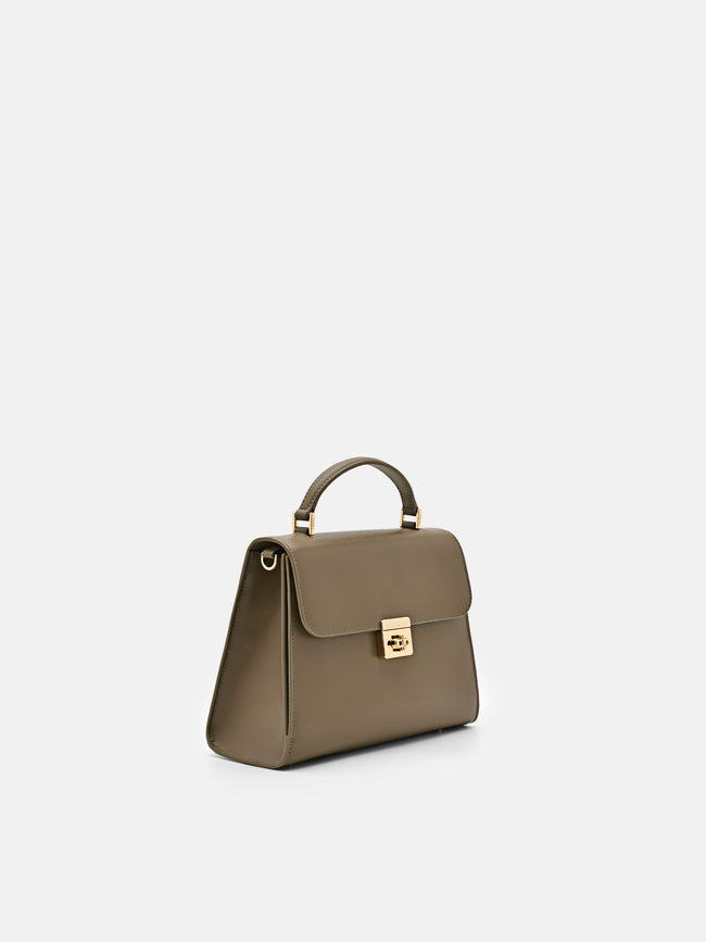 PEDRO  Leather Handbag- Taupe