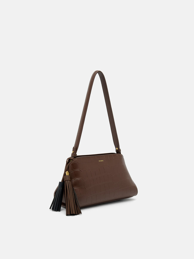 PEDRO Tassel Shoulder Bag- Dark Brown