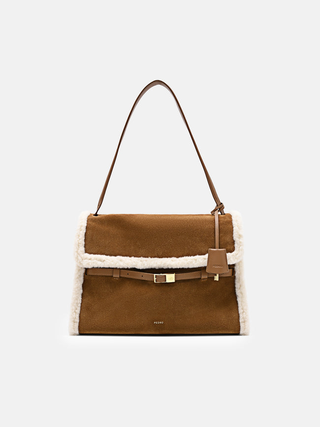 PEDRO Large Shoulder Bag- Cognac