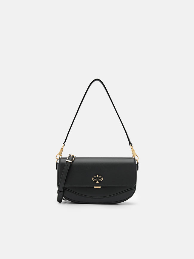 PEDRO Leather Shoulder Bag- Black