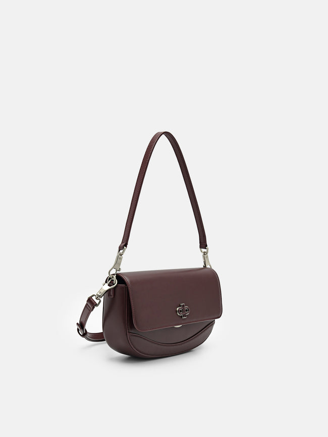 PEDRO Leather Shoulder Bag- Wine