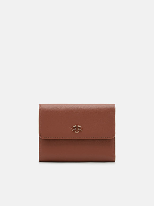 PEDRO Leather Tri-Fold Wallet- Cognac