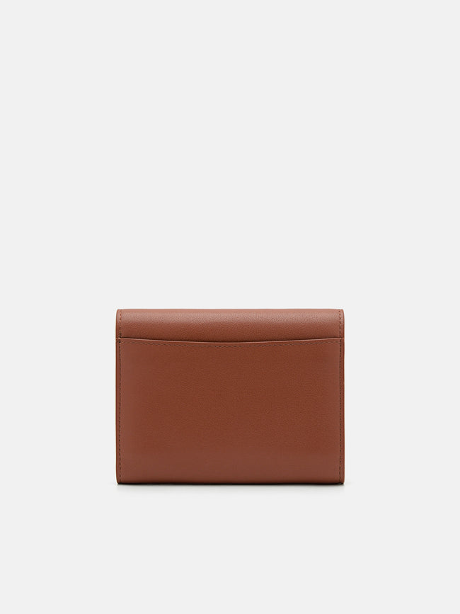 PEDRO Leather Tri-Fold Wallet- Cognac