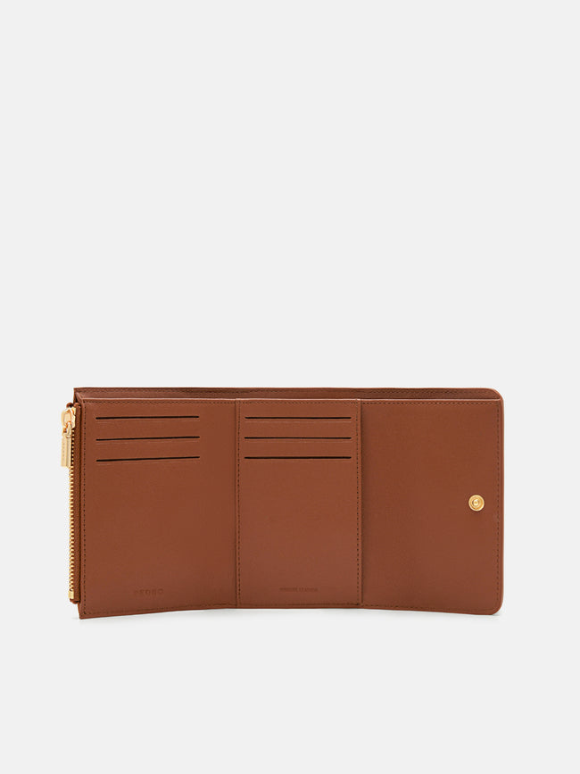 PEDRO Leather Tri-Fold Wallet- Cognac