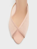 CHARLES & KEITH Women Glittered Mesh Peep-Toe Heeled Mules -Pink