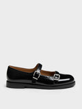 CHARLES & KEITH Women Double-Strap Brogue Mary Janes_Black Box