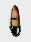 CHARLES & KEITH Women Double-Strap Brogue Mary Janes_Black Box