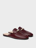 CHARLES & KEITH Women Metallic-Bar Loafer Mules_Burgundy