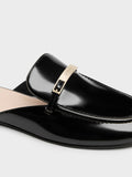 CHARLES & KEITH Women Metallic-Bar Loafer Mules_Black Box