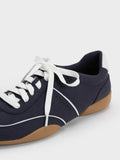CHARLES & KEITH Women Louise Contrast-Trim Sneakers_Dark Blue