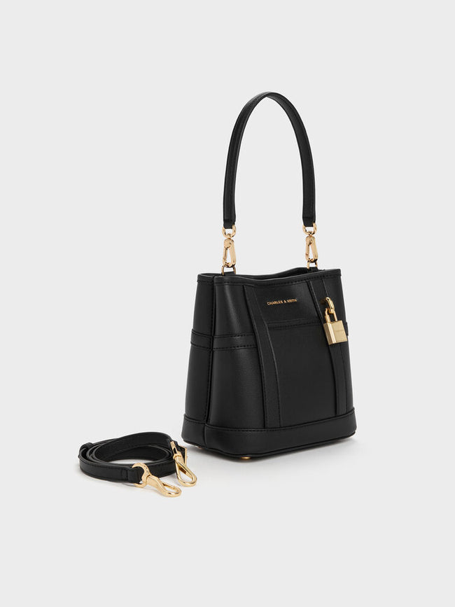 CHARLES & KEITH Women Scottie Bucket Bag -Black