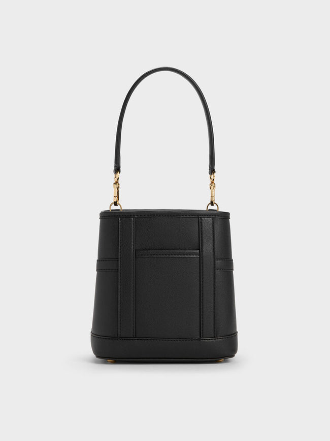 CHARLES & KEITH Women Scottie Bucket Bag -Black