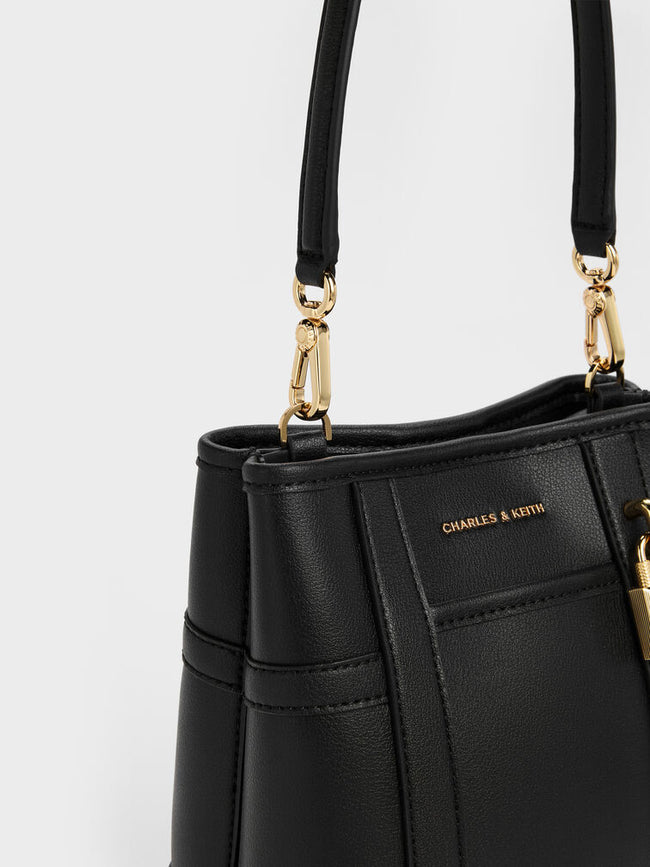 CHARLES & KEITH Women Scottie Bucket Bag -Black