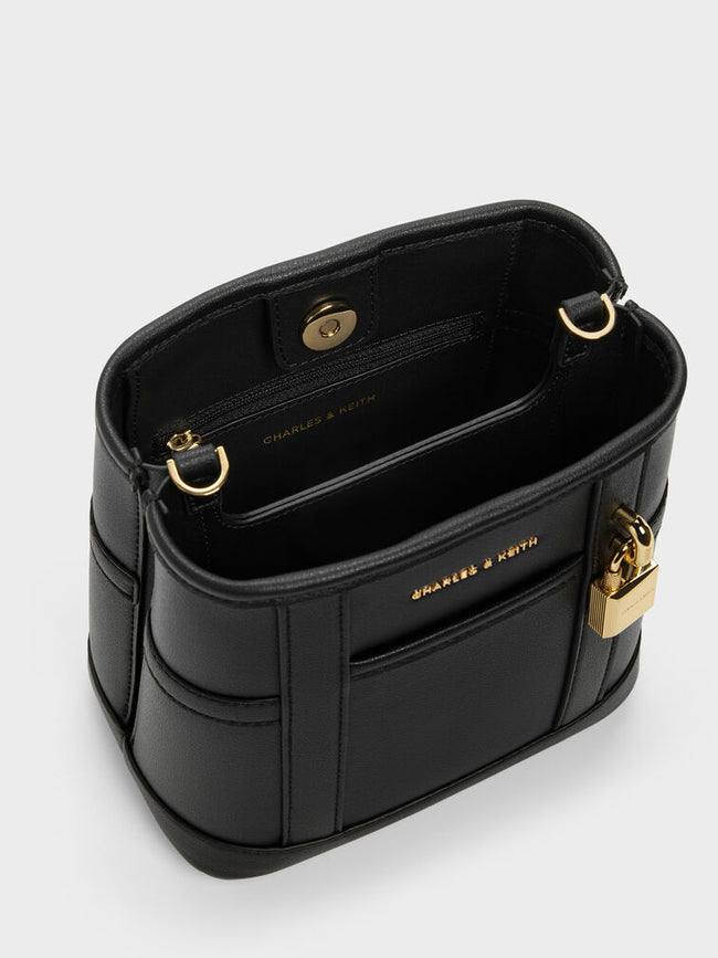 CHARLES & KEITH Women Scottie Bucket Bag -Black