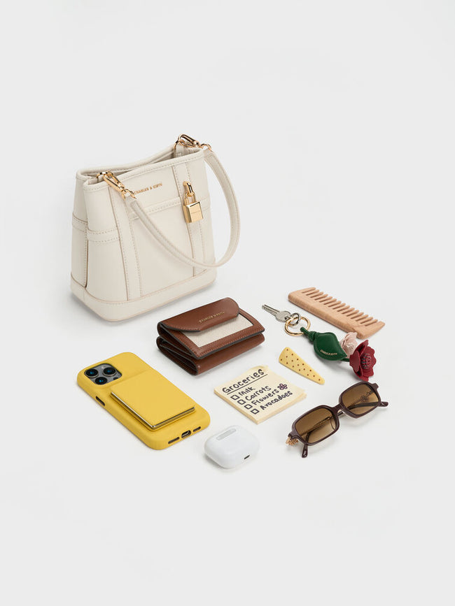 CHARLES & KEITH Women Scottie Bucket Bag -Cream