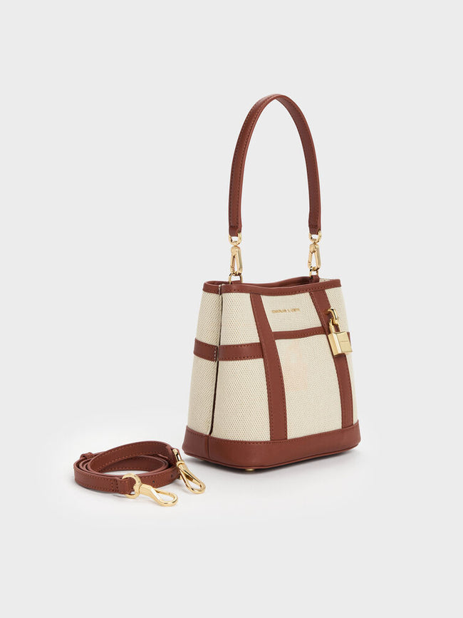 CHARLES & KEITH Women Scottie Canvas Bucket Bag -Brick