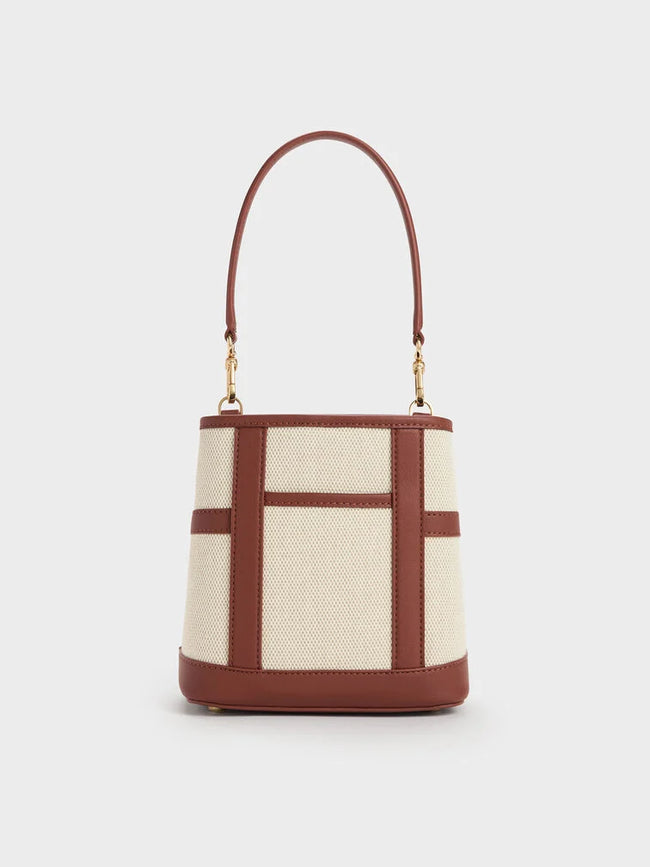 CHARLES & KEITH Women Scottie Canvas Bucket Bag -Brick