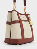 CHARLES & KEITH Women Scottie Canvas Bucket Bag -Brick