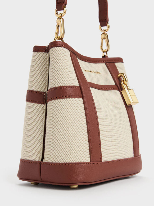 CHARLES & KEITH Women Scottie Canvas Bucket Bag -Brick