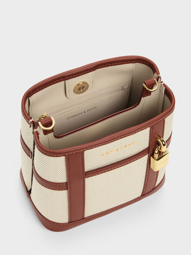 CHARLES & KEITH Women Scottie Canvas Bucket Bag -Brick