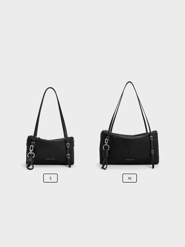 CHARLES & KEITH Women Mini Levy Nylon Shoulder Bag -Noir