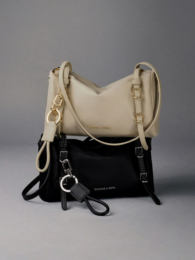 CHARLES & KEITH Women Mini Levy Nylon Shoulder Bag -Dusted Oat