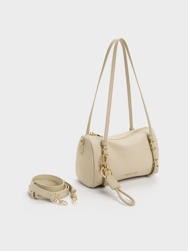 CHARLES & KEITH Women Mini Levy Nylon Shoulder Bag -Dusted Oat