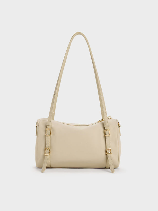 CHARLES & KEITH Women Mini Levy Nylon Shoulder Bag -Dusted Oat