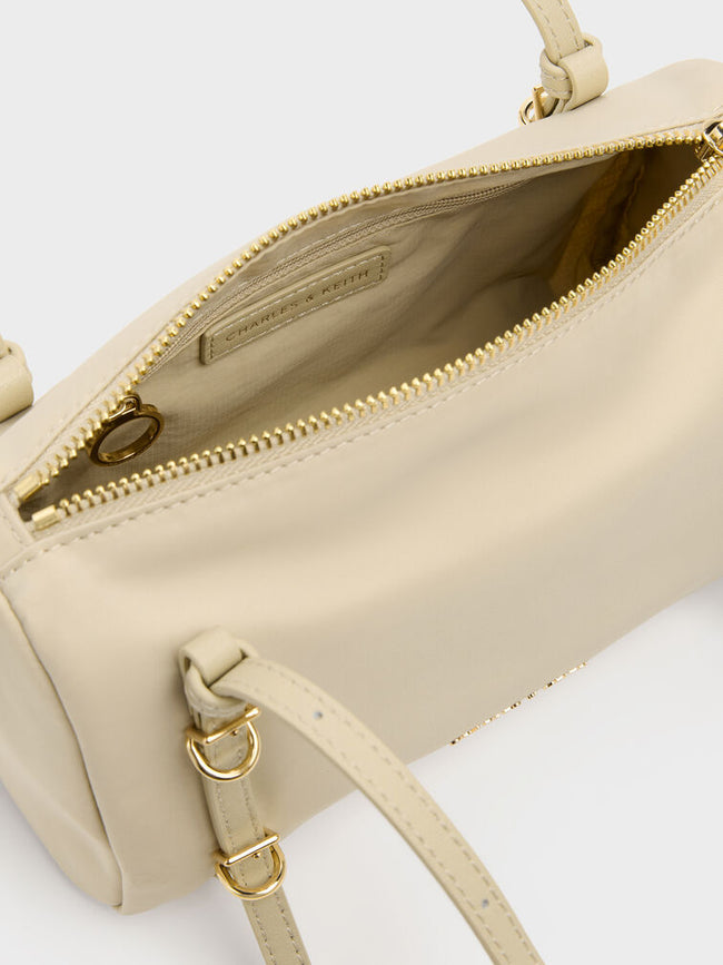 CHARLES & KEITH Women Mini Levy Nylon Shoulder Bag -Dusted Oat