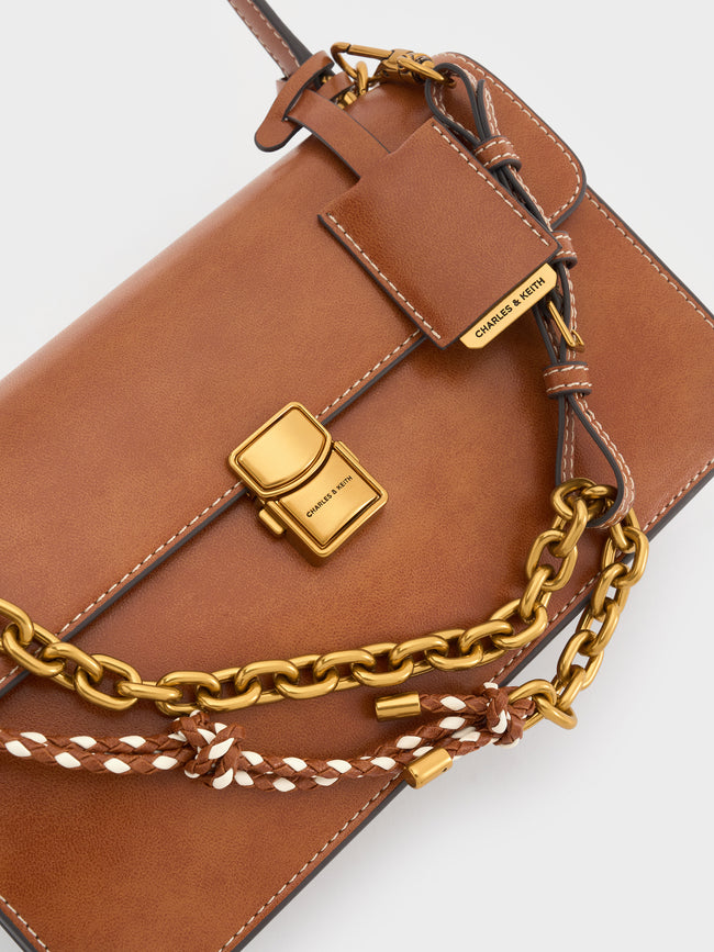 CHARLES & KEITH Women Acelynn Rope-Chain Shoulder Bag_Distressed Tan