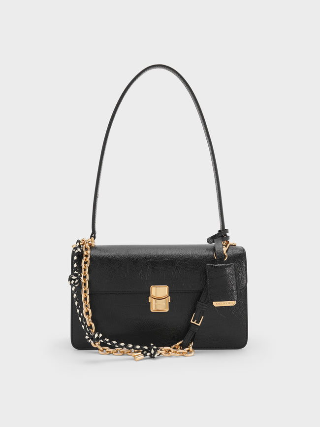CHARLES & KEITH Women Acelynn Rope-Chain Shoulder Bag_Black