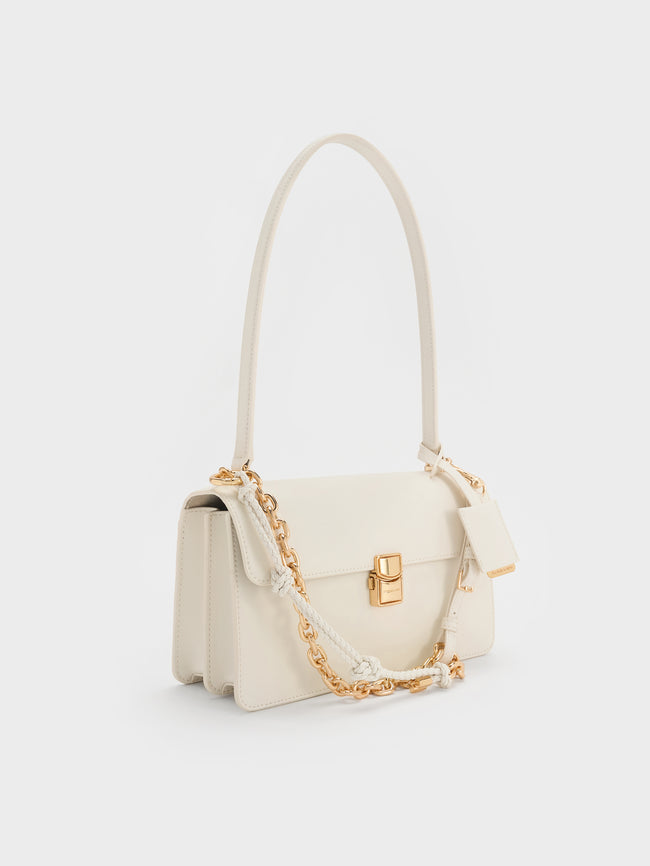 CHARLES & KEITH Women Acelynn Rope-Chain Shoulder Bag_Cream