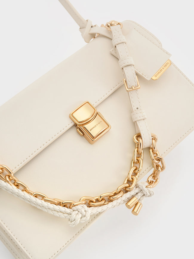 CHARLES & KEITH Women Acelynn Rope-Chain Shoulder Bag_Cream