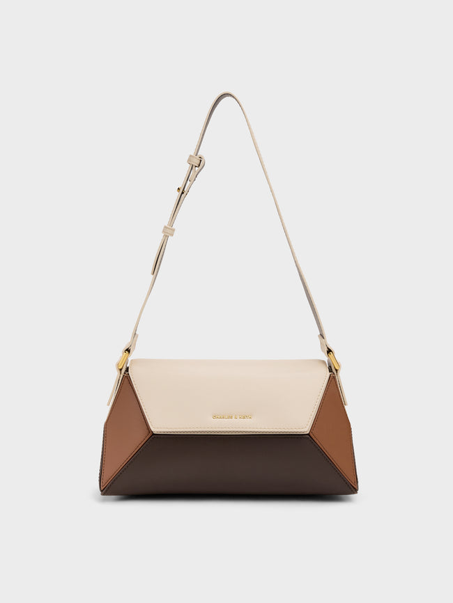 CHARLES & KEITH Women Nasrin Geometric Shoulder Bag_Multi Brown