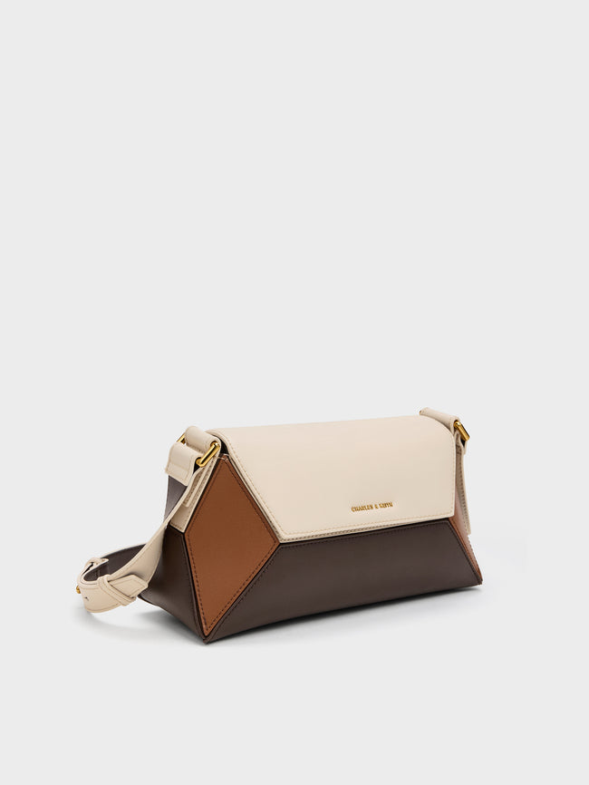 CHARLES & KEITH Women Nasrin Geometric Shoulder Bag_Multi Brown