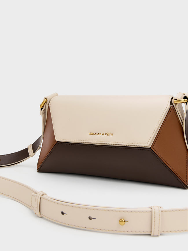 CHARLES & KEITH Women Nasrin Geometric Shoulder Bag_Multi Brown