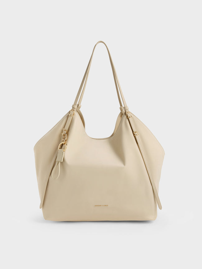CHARLES & KEITH Women Levy Nylon Tote Bag_Dusted Oat