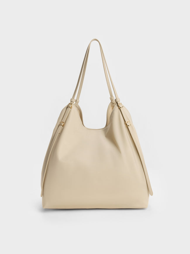 CHARLES & KEITH Women Levy Nylon Tote Bag_Dusted Oat