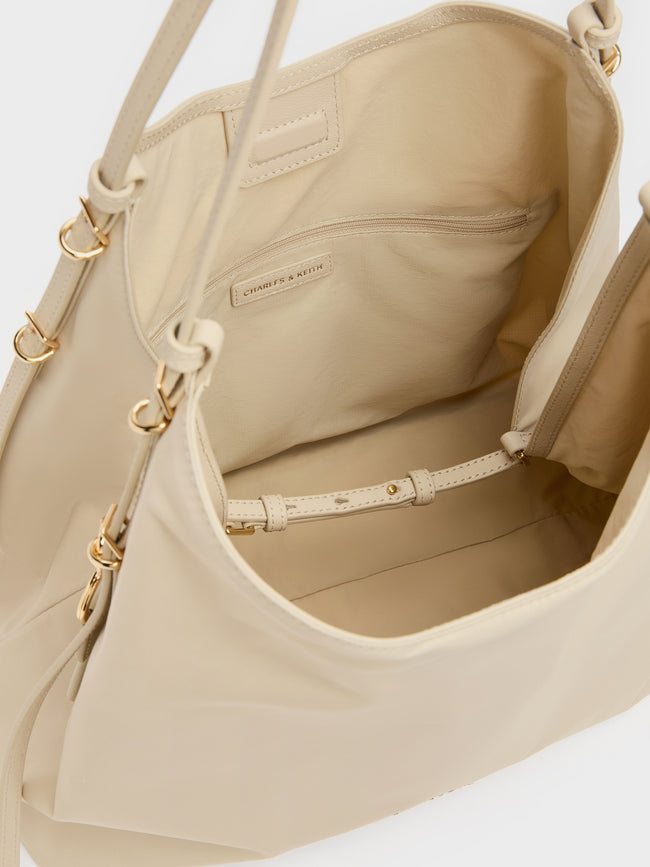 CHARLES & KEITH Women Levy Nylon Tote Bag_Dusted Oat