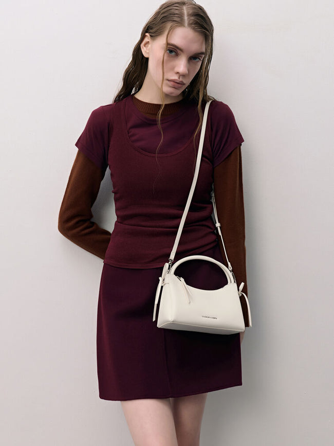 CHARLES & KEITH Women Hazel Bow Top Handle Bag_Cream